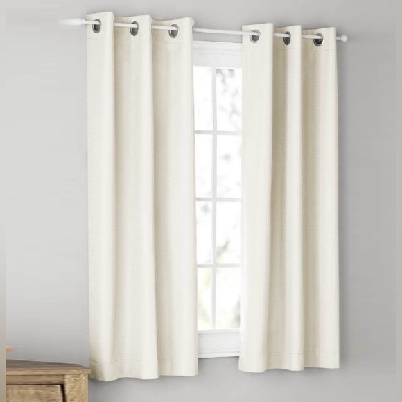 Mainstays Blackout Grommeted Curtain Panel Pair, Set of 2, White, 37" x 63" - Picture 1 of 4